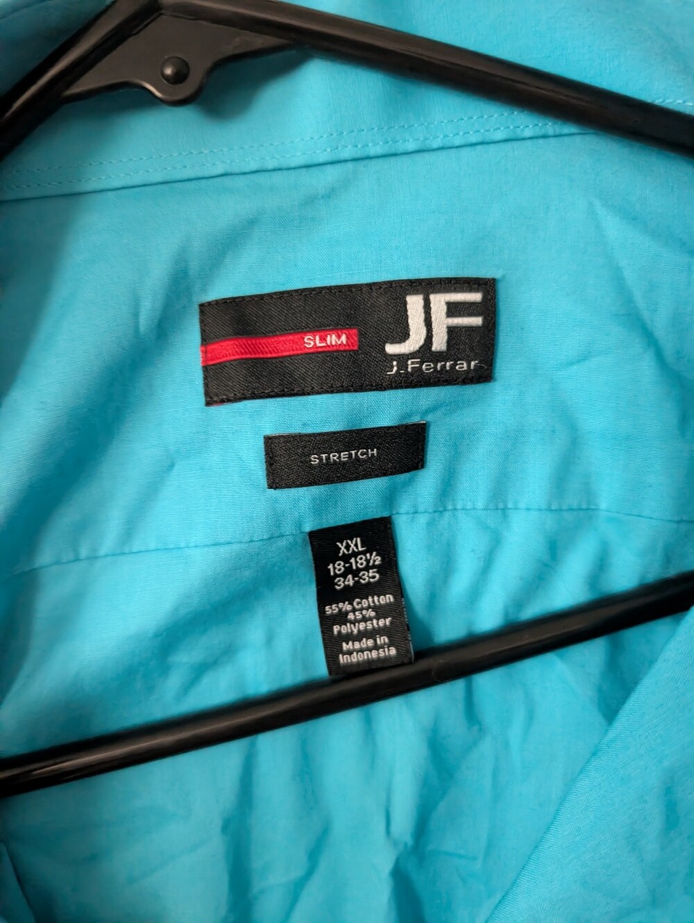 J. Ferrar Slim Fit Mens Teal Blue Dress Shirt Mens Size XXL - Picture 2 of 3